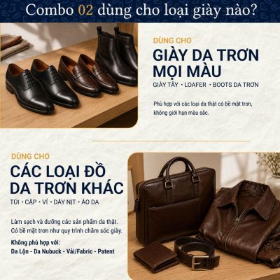 Combo Shoes Up 02: Chăm Sóc Giày Da Cao Cấp - Bí Quyết Giữ Giày Bền Đẹp